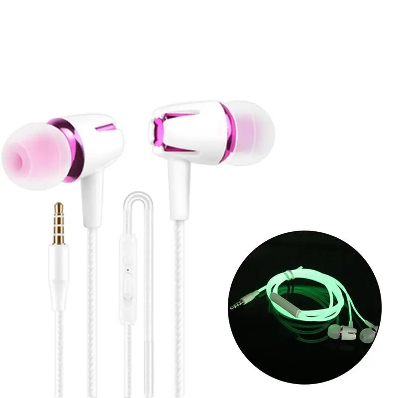 Lu mi nous провода In Ear светится в темноте металлические наушники спортивные Handsfree для