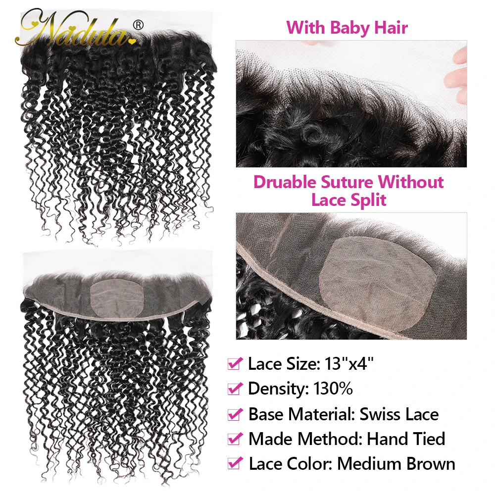 Бразильские волнистые волосы Nadula Фронтальная застежка 100% натуральные