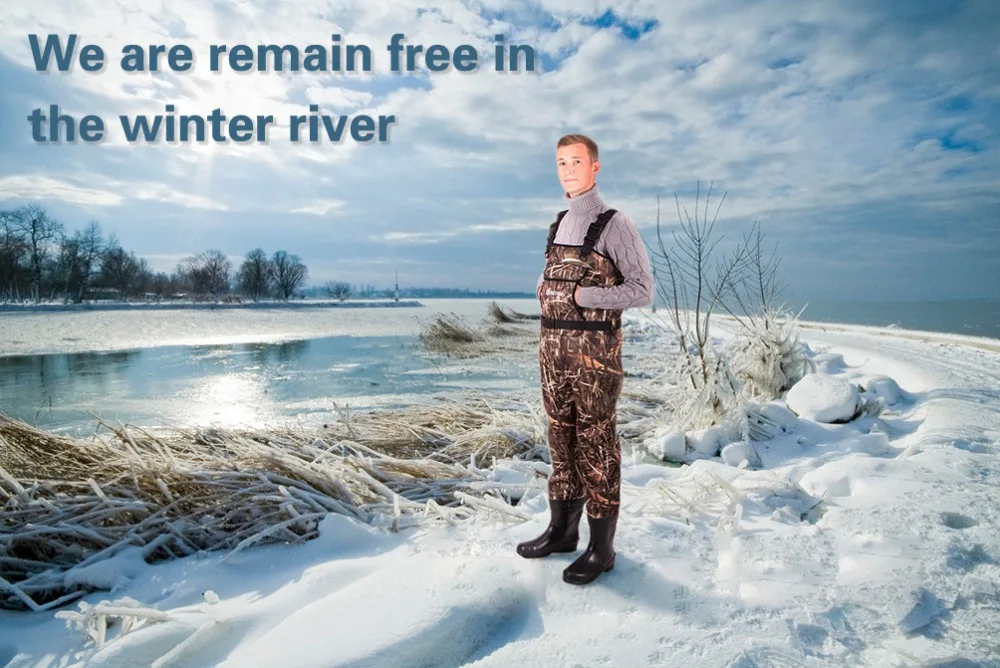 NeyGu 5 мм водонепроницаемый и термальный неопрен Wader с резиновыми сапогами для рыбалки, охоты, пригодится в дождливую, снежную и заливную погоду