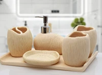 resin bathroom accessories kits 5 pcsset toothbrush holder soap dish cup liquid dispenser kit bathroom tools