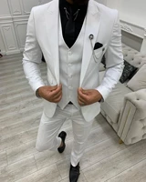 new design slim fit men suit white peak lapel bridegroom tuxedo 3 pcsblazerpantvestcustom made wedding for man suit