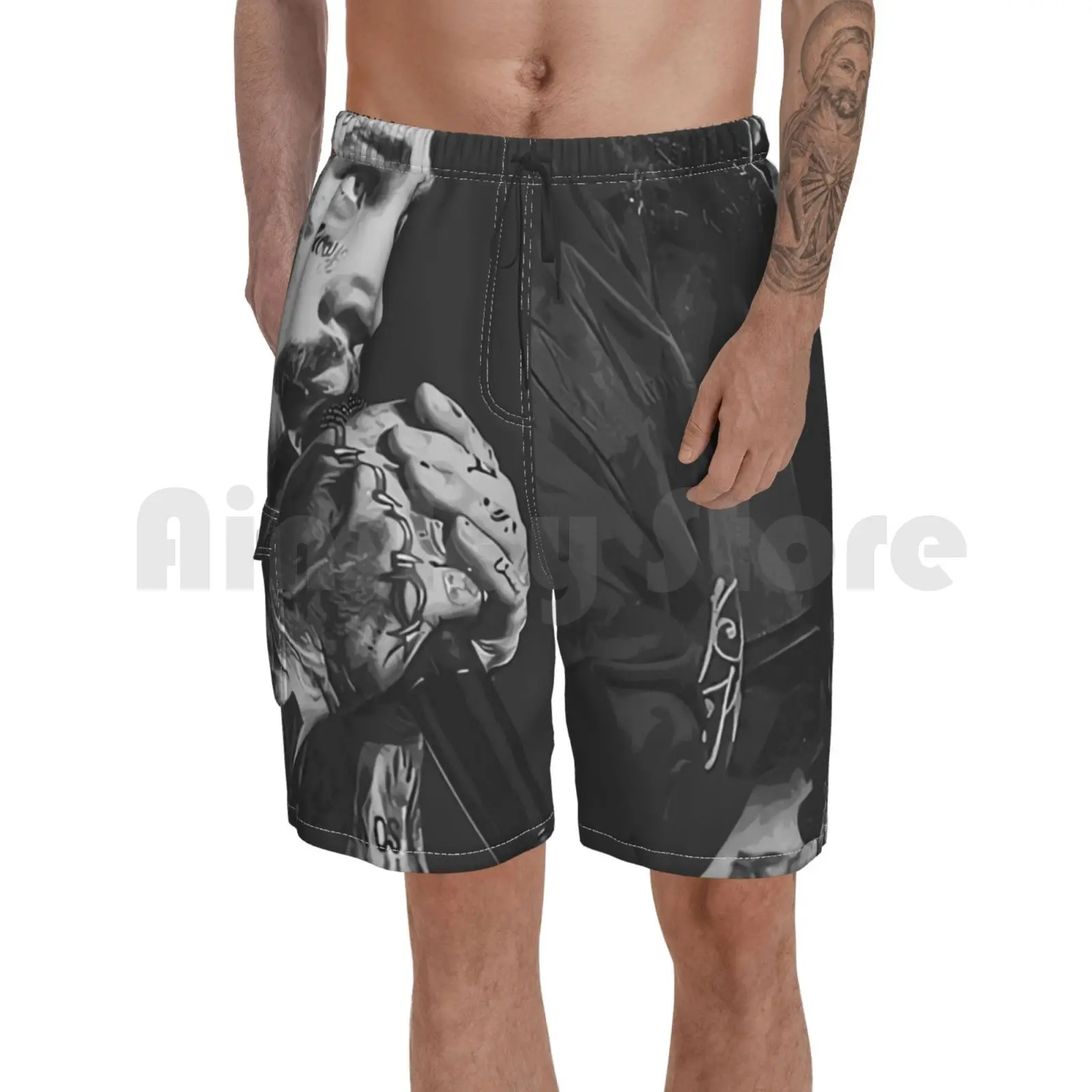 

Scrimout Malone Looks Beach Shorts Men Beach Pants Swimwear Funny Hiphop Country Post Handsome Teen Music Young