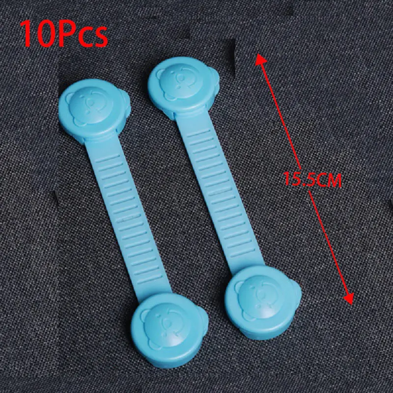 15.5CM Blue 10Pcs Пластиковый замок для детских ящиков, детские защитные замки, защита для окон, холодильников, шкафов, туалетов, замок, дверной замок - Цвет: 15.5CM Blue 10Pcs