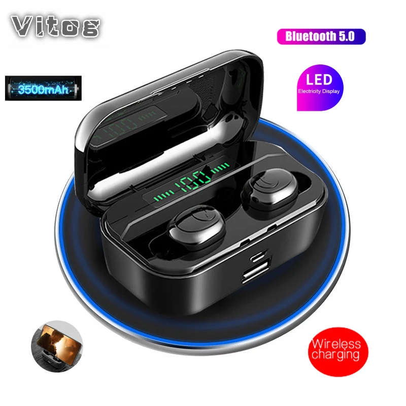 Vitog Новые 3500mAh Bluetooth наушники 8D стерео беспроводные вкладыши гарнитура с внешним