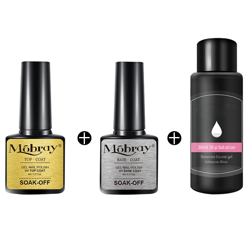 

Mobray 7.5ml Base And Top Coat And 30ml Slip Solution Gel Polish Transparent Long Lasting Soak False Nail MoldOff Gel For Nail
