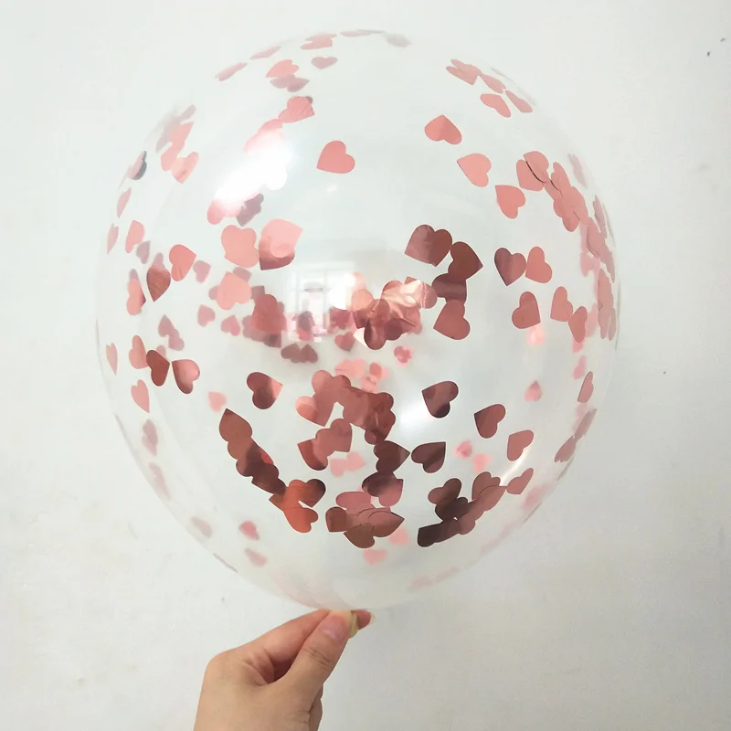 RoseGold Heart Confe 5/10 шт. 12 дюймов ясно из розового золота Круглый Звездный конфетти воздушных шаров из латекса, на свадьбу, день рождения, Рождество, в форме сердца конфетти гелиевые шары Декор - Цвет: RoseGold Heart Confe