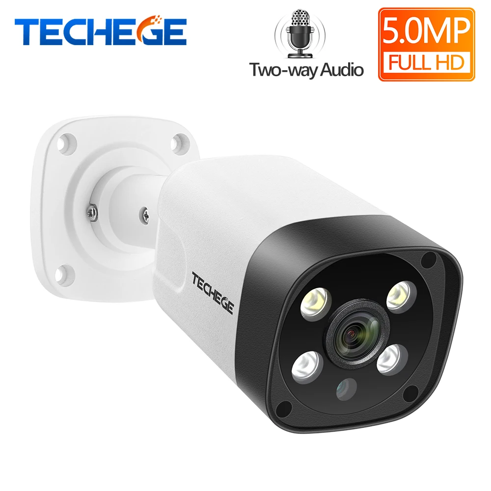 Techege супер HD 5MP двухсторонняя аудио камера безопасности POE ip-камера ONVIF Обнаружение человека наружная Водонепроницаемая камера видеонаблюдения для POE NVR