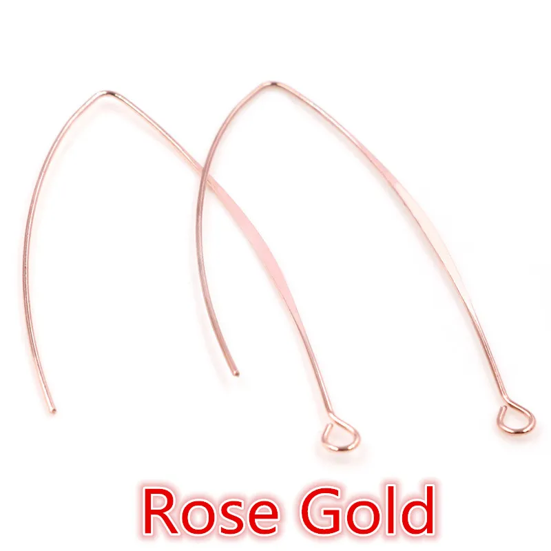 20pcs Gold Rhodium Copper 28 55mm French V-shaped Earring Hooks Findings Ear Hook Wire Settings Base Settings For Jewelry Making images - 6