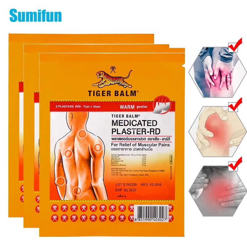 Sumifun 6 шт/3 пакета красный бальзам с тигром Пластыри для шеи и спины облегчение