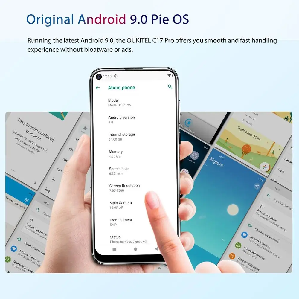 Oukitel C17 Pro Android 9 0 Pie смартфон лицо ID 6 35 &quotполюсный экран 4 ГБ ОЗУ 64 Гб ПЗУ MT6763