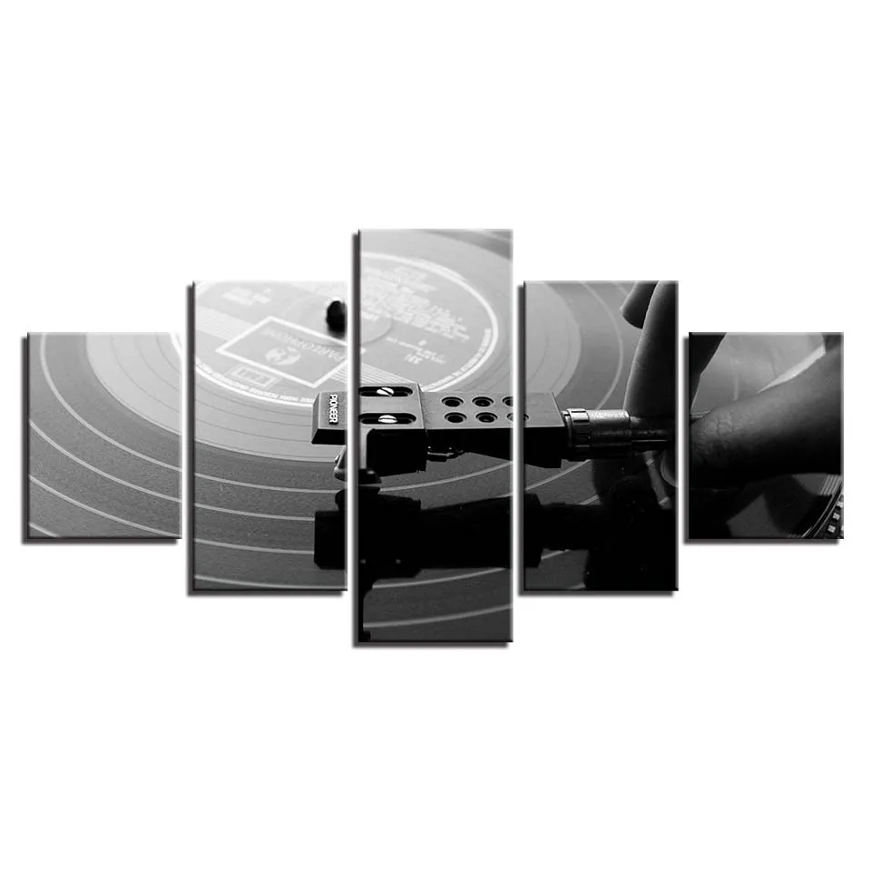Плакаты рамки для гостиной HD печать 5 панелей музыка DJ консоль вертушки