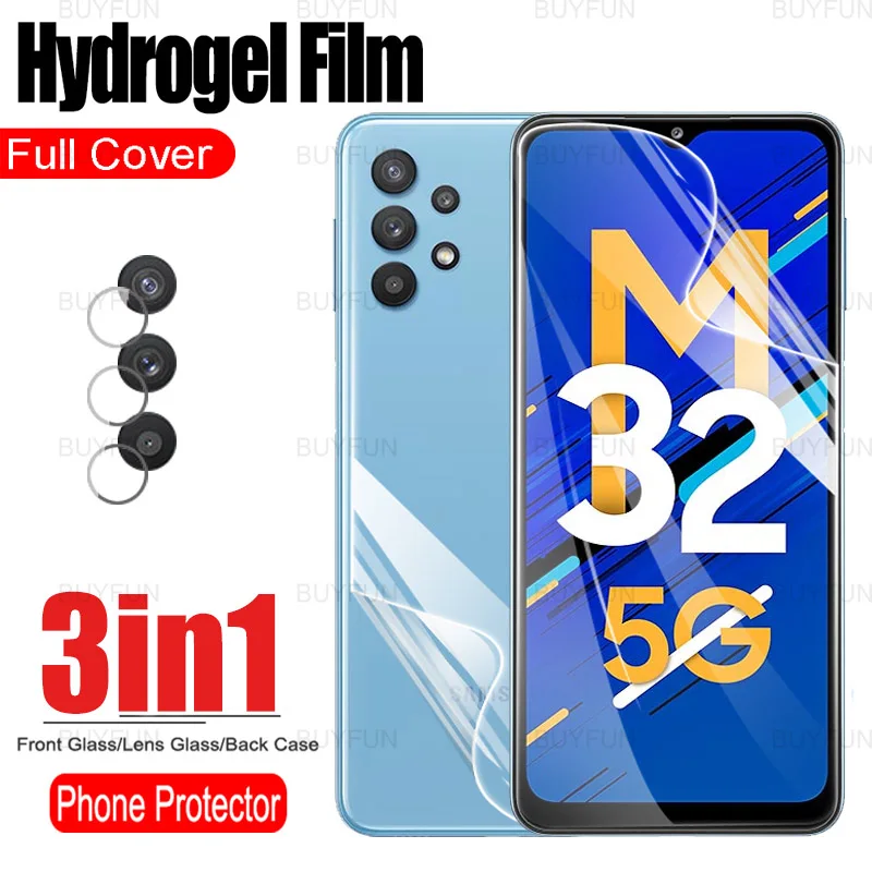 

3in1 Hydrogel Film For Samsung Galaxy M32 5G 6.5inch Phone Front Back protect film For Samsung Samsun M 32 32M M32 Camera Film