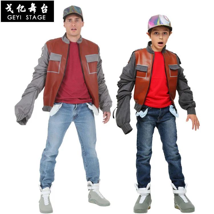 

Halloween Stage Show Clothes American Science Fiction Movie Back to the Future McFly Cosplay Costume Family Adult Kids Outfit