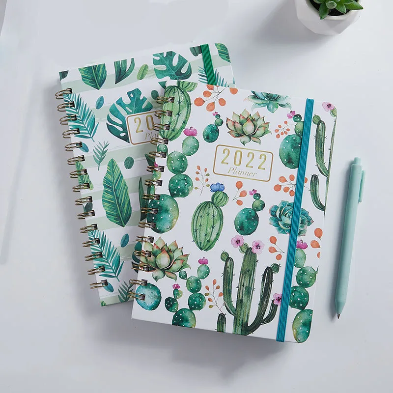 

Еженедельный планировщик 2022, блокнот А5 с узором в виде кактуса, жесткий переплет, дневник, планировщик, японские канцелярские товары, подар...