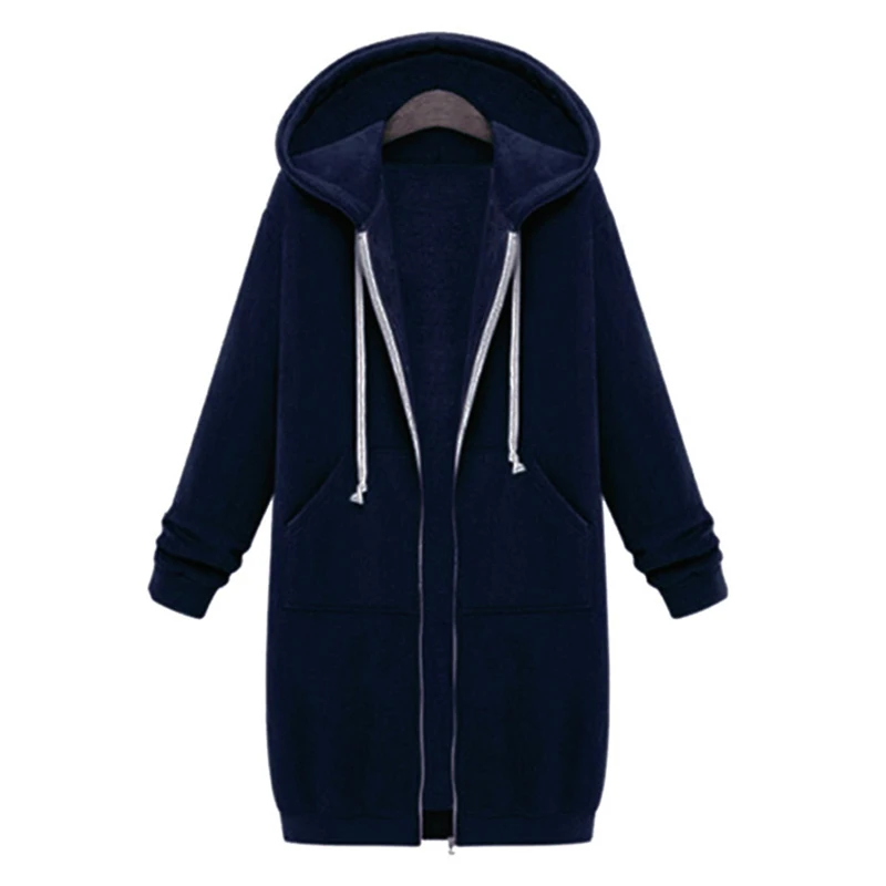 Cadetblue Wisalo Осень Зима повседневные женские длинные толстовки Толстовка пальто на молнии Верхняя одежда куртка с капюшоном размера плюс бархатная Верхняя одежда Топы - Цвет: Cadetblue