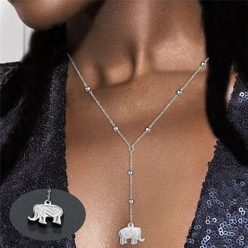 Новые серебряные цепочки из нержавеющей стали ожерелье s Moon Elephant Хамса ручной крест подвески в виде сердца и ожерелье для женщин подарок ювелирные изделия
