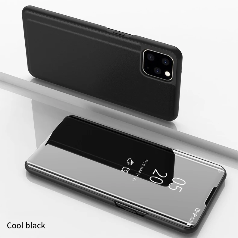 100 шт умный зеркальный чехол Clear View для iPhone 11 Pro Max XS XR X 8 7 6 6S Plus, кожаный флип-чехол с подставкой, защитный чехол