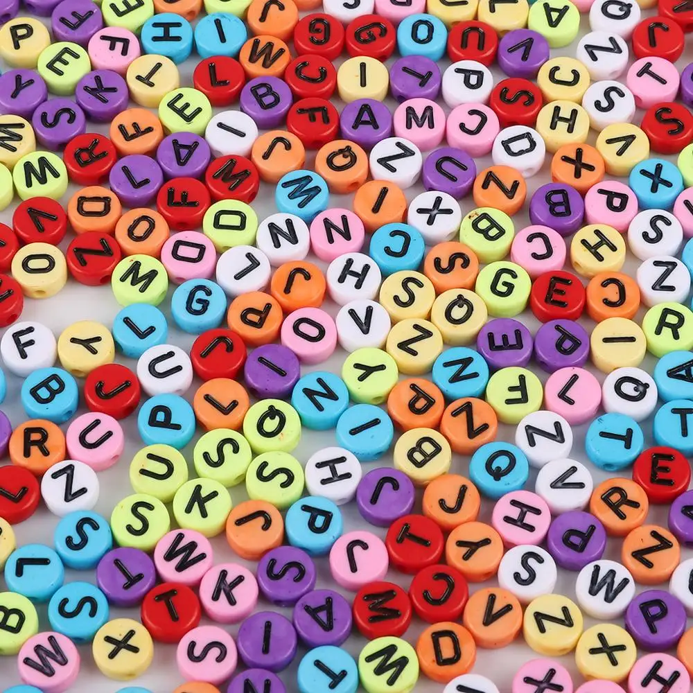 100pcs/lot 4x7mm Plastic &amp Acrylic Beads Round English Letters Loose For Jewelry Making Findings Necklace Bracelet Earring | Украшения и