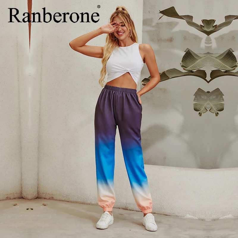 Women Sport Yoga Gradient Color Legging Lady Workout Sweatpants Fitness Jogging Running Pants Gym Tights Stretch Sportswear