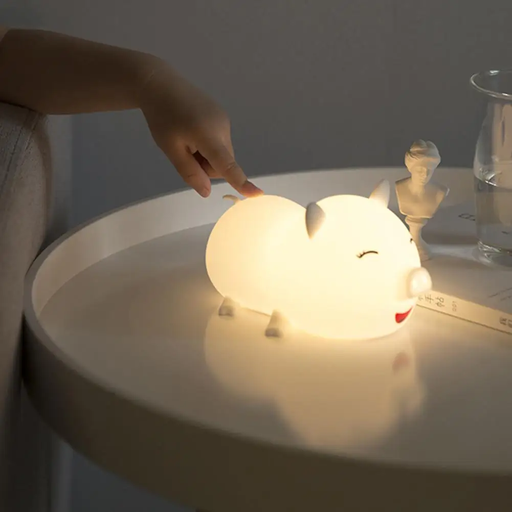 Свинья светодиодный Ночной светильник сенсорный Сенсор красочные USB милый