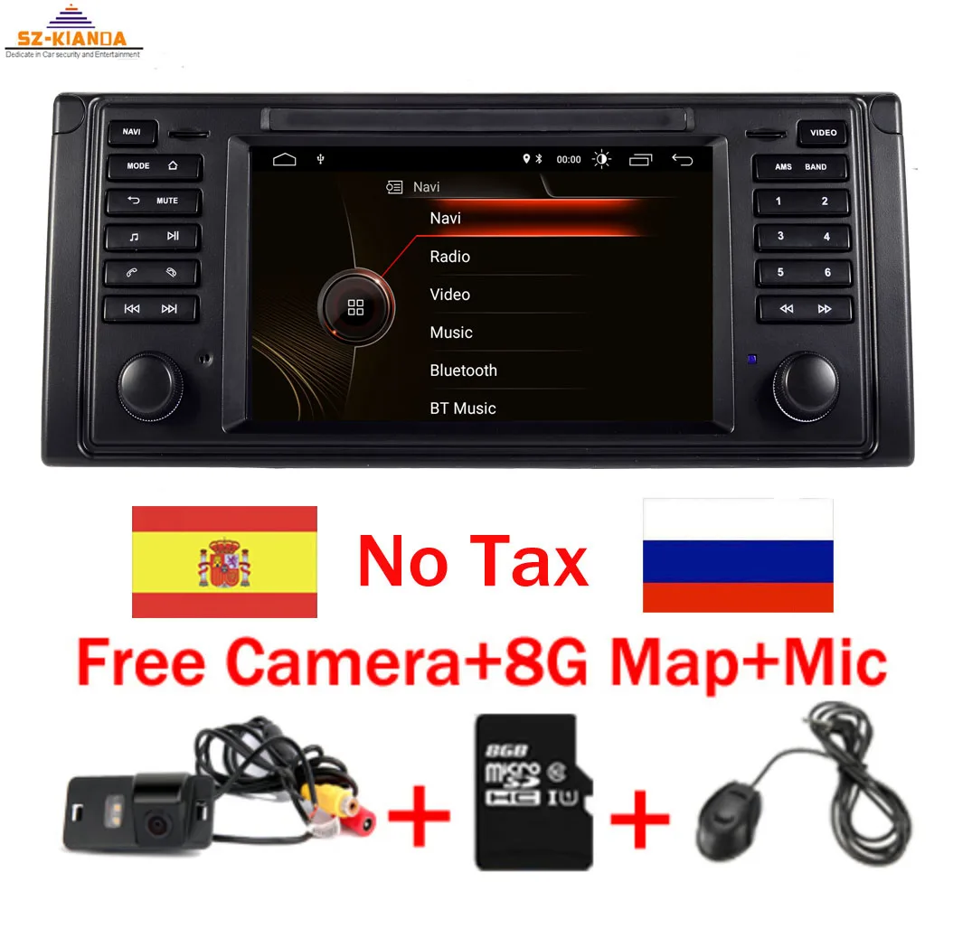 1Din Android 10 Car Multimedia Player For BMW E39 GPS navigation Bluetooth Radio USB SD Steering wheel Control Camera map