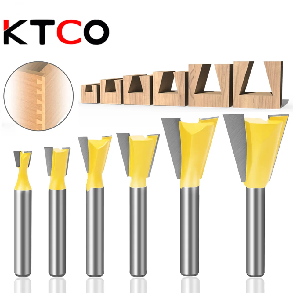 

KTCO 1-6Pcs 6mm 1/4 Dovetail Joint Router Bits Set 14 Degree Woodworking Engraving Bit Milling Cutter For Wood