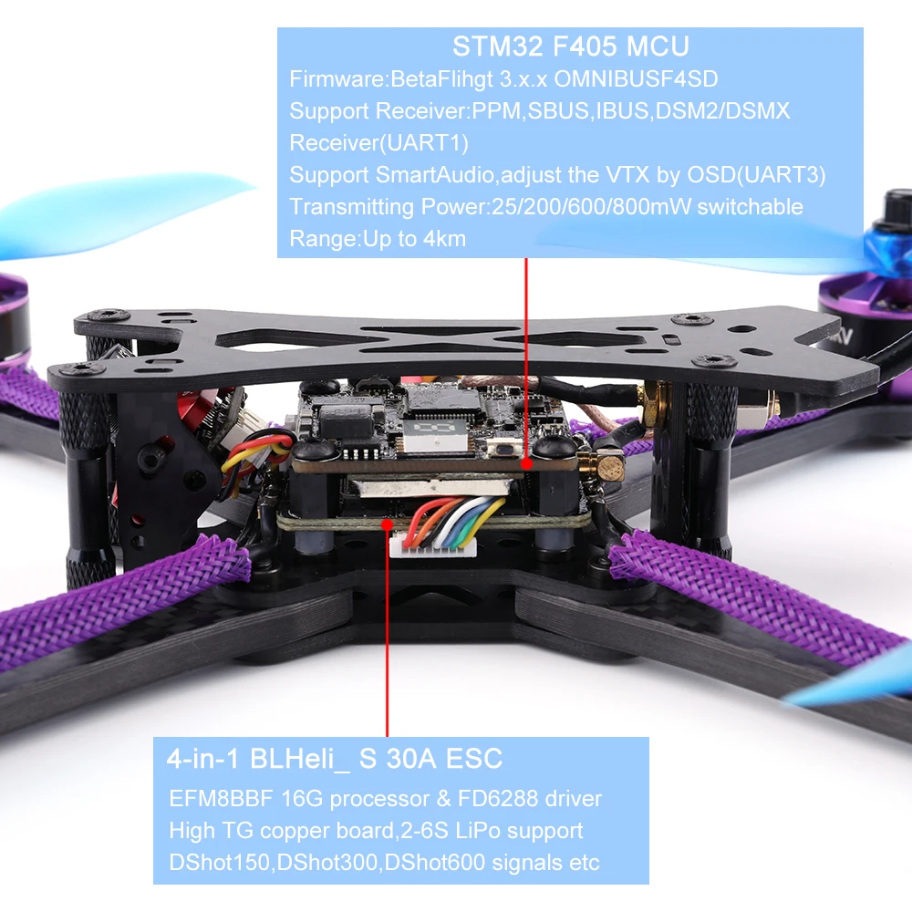 FPV гоночный Радиоуправляемый Дрон комплект 215 мм DIY версия FPV гоночный Радиоуправляемый Дрон F4 OSD 30A BLHeli_S 40CH 600mW VTX 700TVL Cam