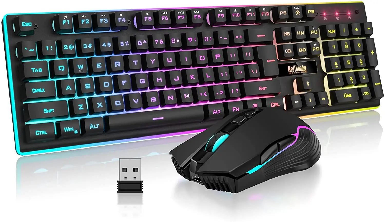 

Беспроводная игровая клавиатура и мышь RedThunder K10, перезаряжаемая батарея 3800 мАч со светодиодной подсветкой, механическое ощущение