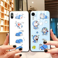 doraemon cute cartoon glass phone case for iphone11promaxxssexr788plusxsmax6s6sp couple phone cover