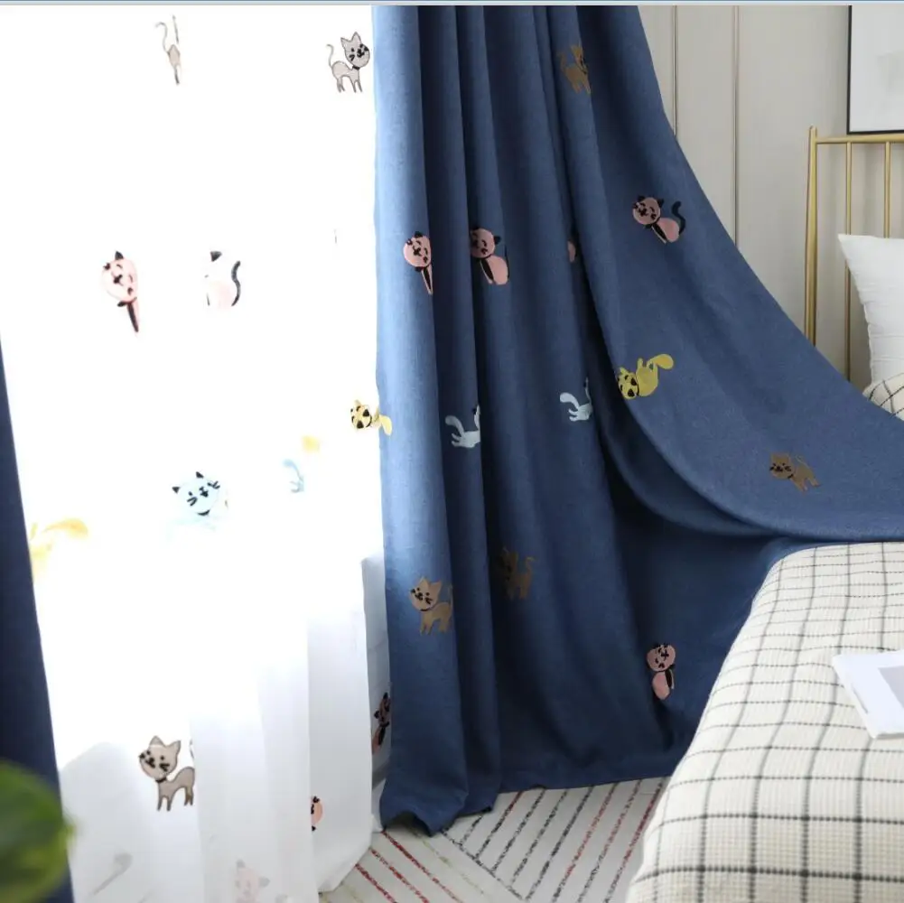 Выполненные на заказ скандинавские занавески с отделкой Детские утолщенные