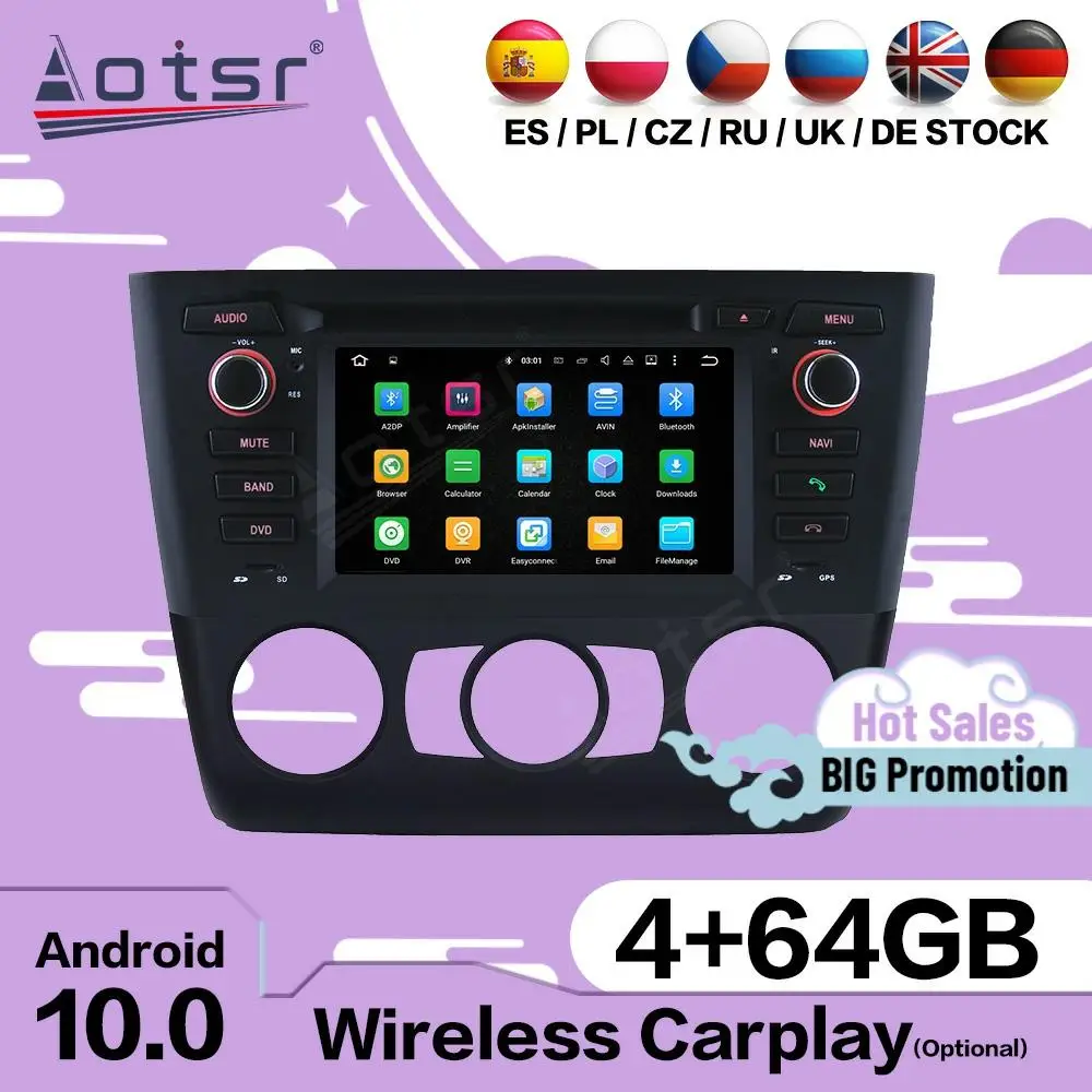 

Carplay мультимедийный стерео Android для BMW 1 серии E81 E82 E87 E88 116i 118i 120i 2004-2012 GPS аудио радио приемник головное устройство