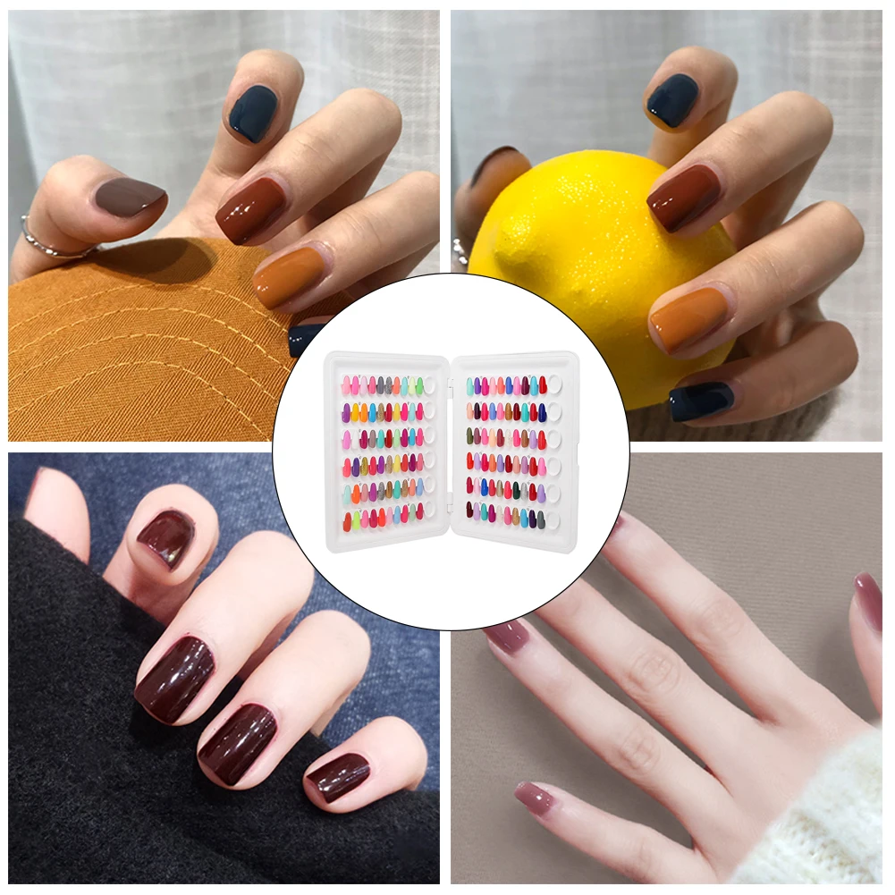 

Foldable ABS Notebook Shape UV Gel Portable No Pasting 120 Colors Card With Fingernail Tips Gift Pedicure Nail Display Chart