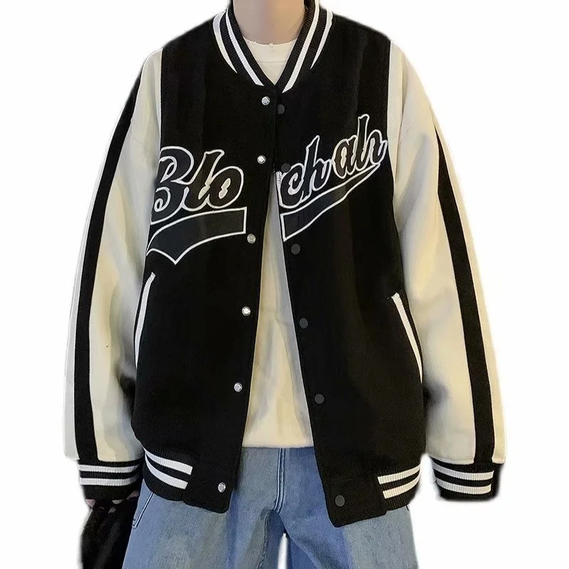 

Hip Hop Furry Bone Patchwork Color Block Jackets Mens Harajuku College Style Bomber Jacket Men Baseball Coats Casual Jacket