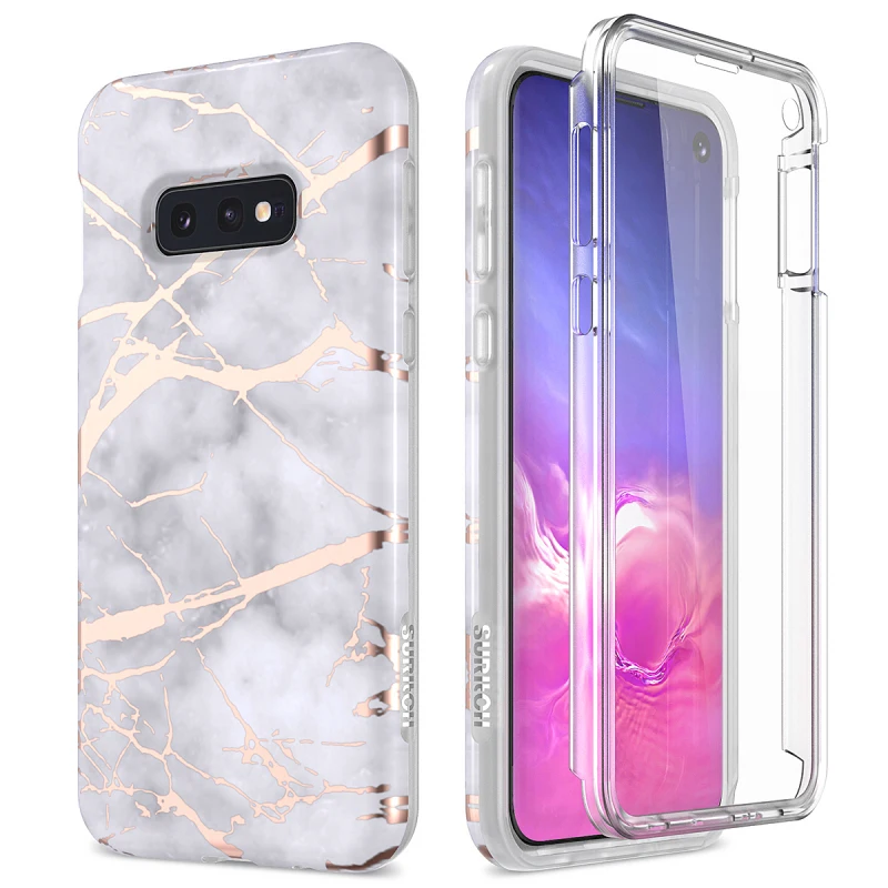 Мраморный чехол для samsung Galaxy A50 S10e, противоударный бампер, мягкий чехол, Встроенный протектор экрана для S10 Note 9 10 plus, чехол - Цвет: Black ash