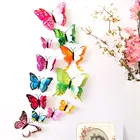 12 шт.компл. двухслойные смешанные цвета имитация бабочки 3D наклейки зеркальные наклейки для холодильника