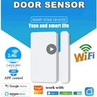Смарт-детекторы открытиязакрытия двери Tuya, Wi-Fi, домашняя сигнализация, совместима с приложением Alexa Google Home Tuya