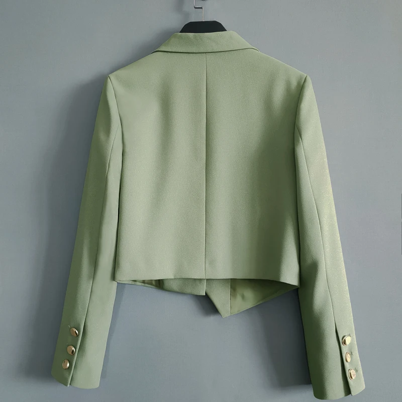 Bright silk fashion suit women's early autumn 2021 new slim versatile ultra short jacket shorts two piece set fashionable 2103