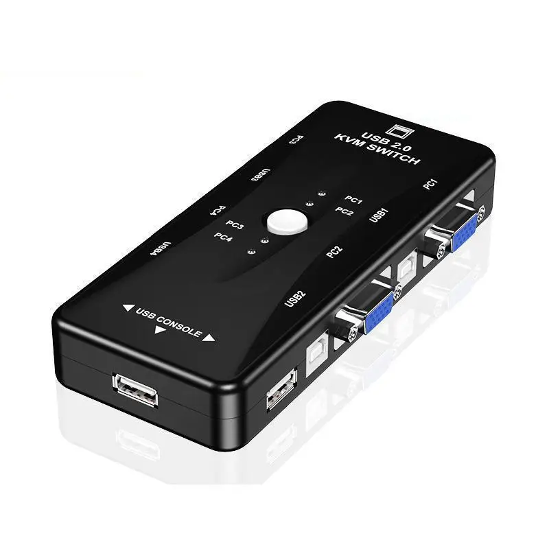 KVM 4 порта монитор экрана принтера VGA USB мышь клавиатура сплиттер переключатель
