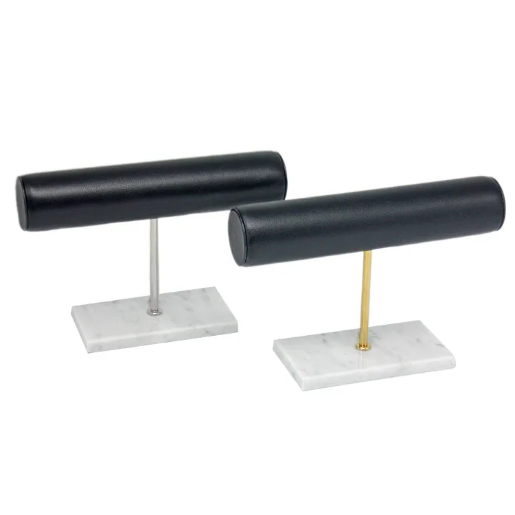 

White Marble Display Stand Shoot Props Stainless Steel Genuine Leather Bracelet Storage Watch Stand