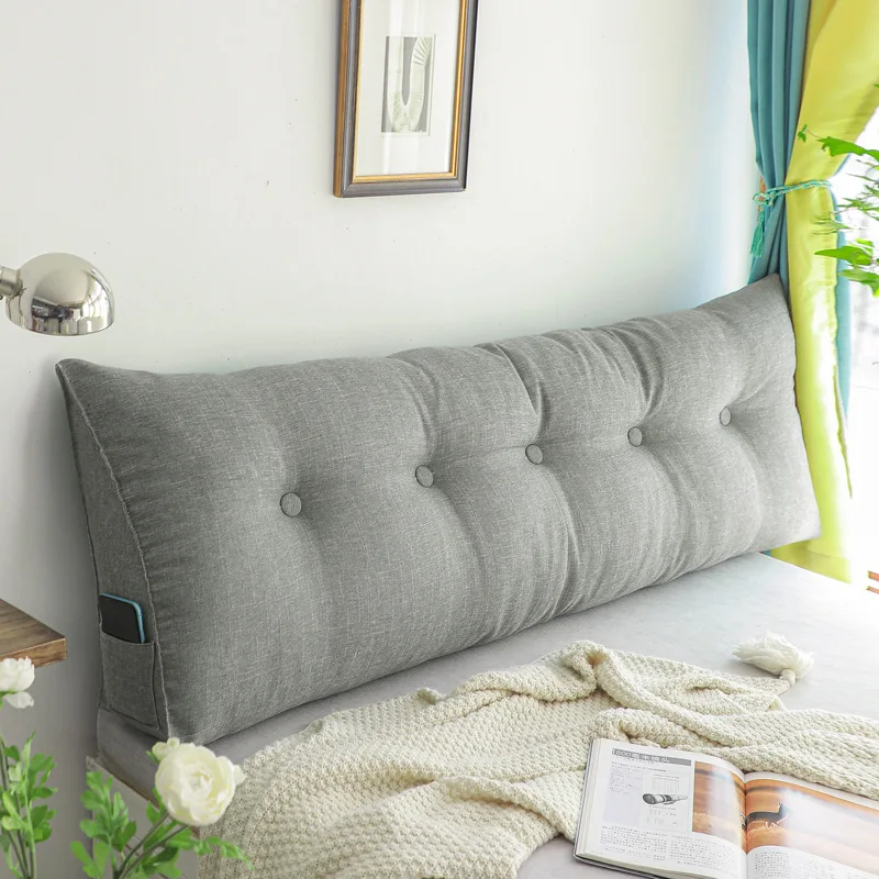 

Nordic Simple Solid Color Velvet Bed Head Triangle Back Bay Window Long Pillow Sofa Large Cushion Zipper Removable and Washable