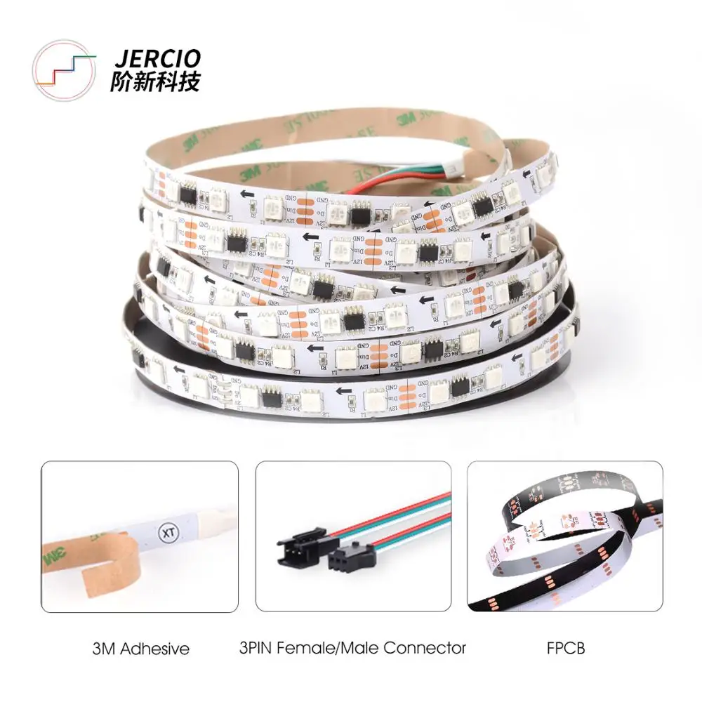 WS2811 RGB светодиодный полосы светильник 5050 SMD адресуемый 30/48/60 s Внешний 1 IC