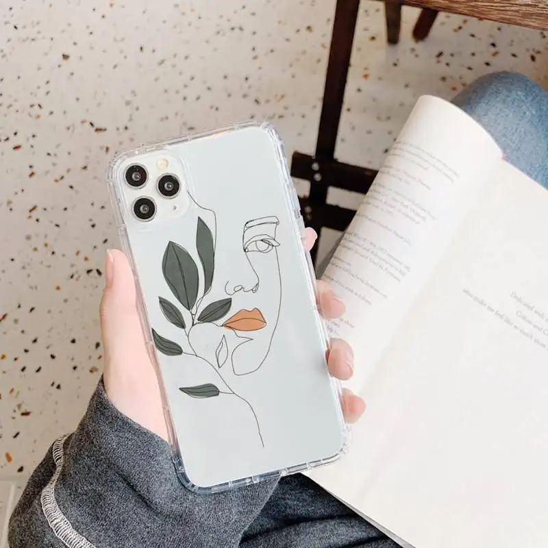 

Art Retro Abstract Geometry fashion Phone Case Transparent for iPhone 11 12 mini pro XS MAX 8 7 6 6S Plus X 5S SE 2020 XR