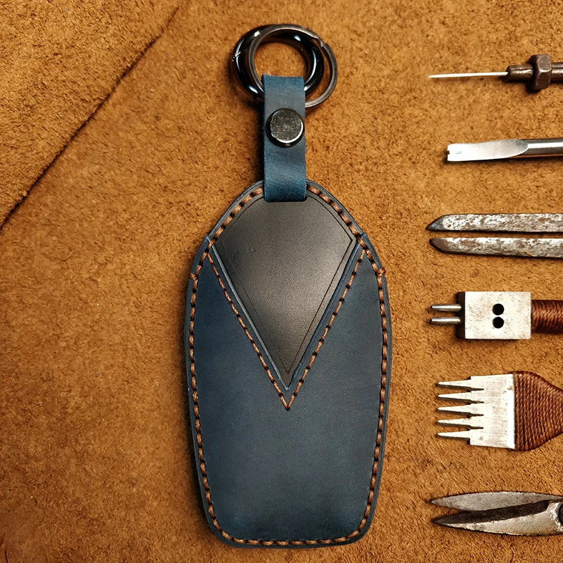 

Genuine Leather Car Key Case Cover Holder Bag Remote Key For BMW 7 Series 740 6 Series GT 5 Series 530i X3 Display Key