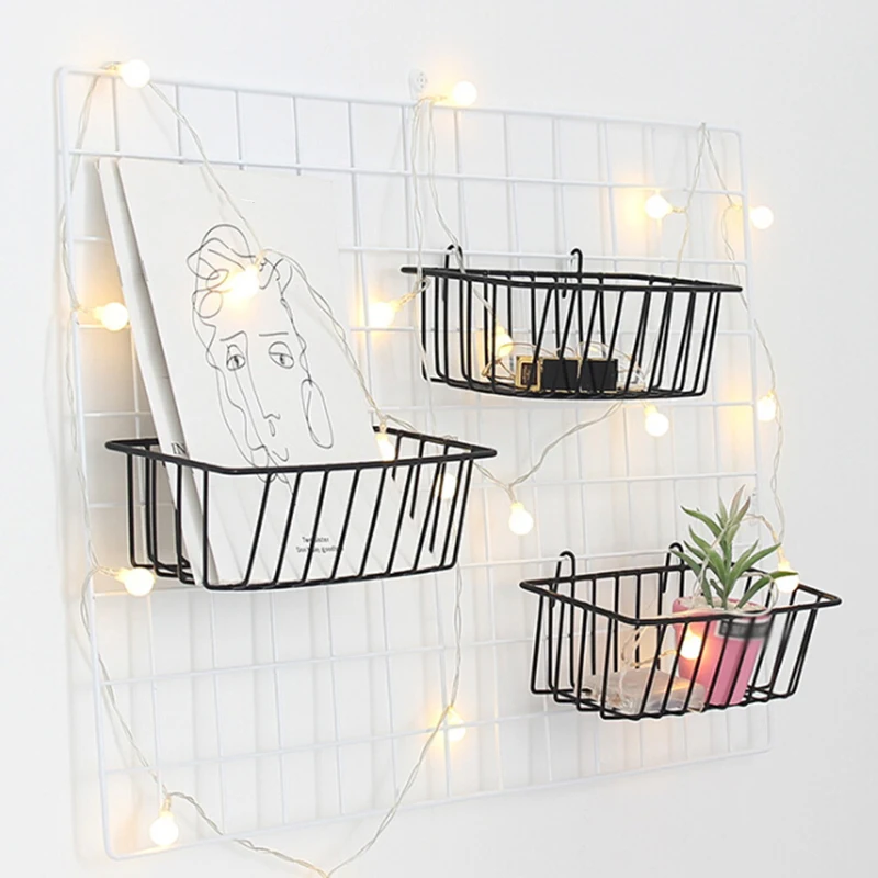 

1PC Wall Mounted Storage Rack Grid Multifunction Hanging Basket Indoor Flower Pot Sundries Storage Container Desktop Organizer