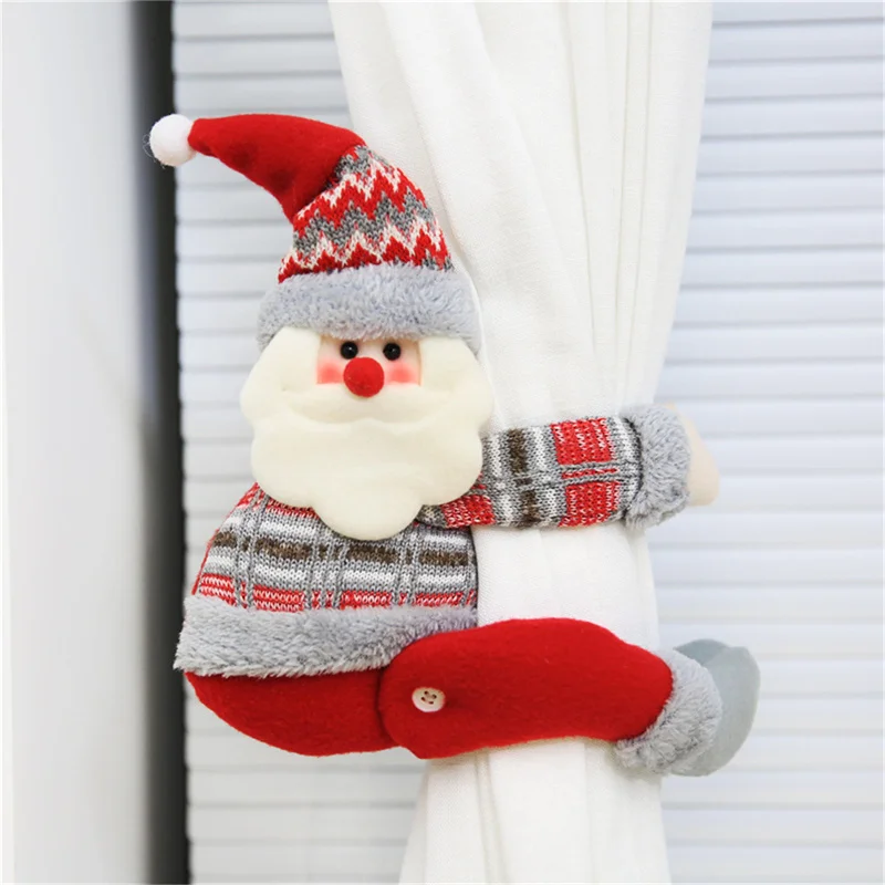 

Christmas Decorations Curtain Buckle Xmas Santa Snowman Window Strap Home Decor