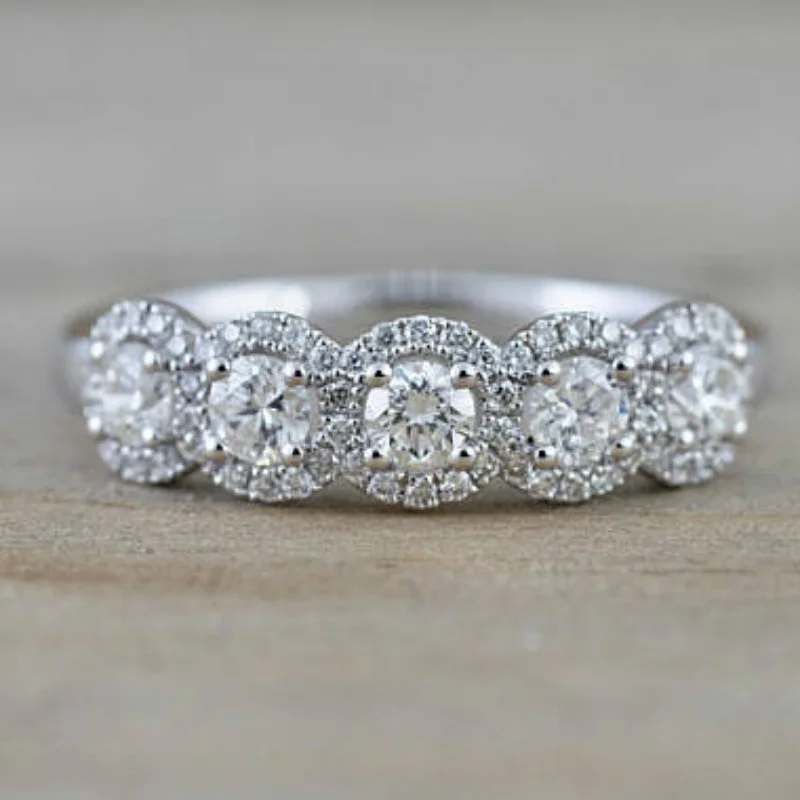 

Exquisite and Brilliant 925 Sterling Silver Diamond Wedding Princess Ring Love Size 5-11