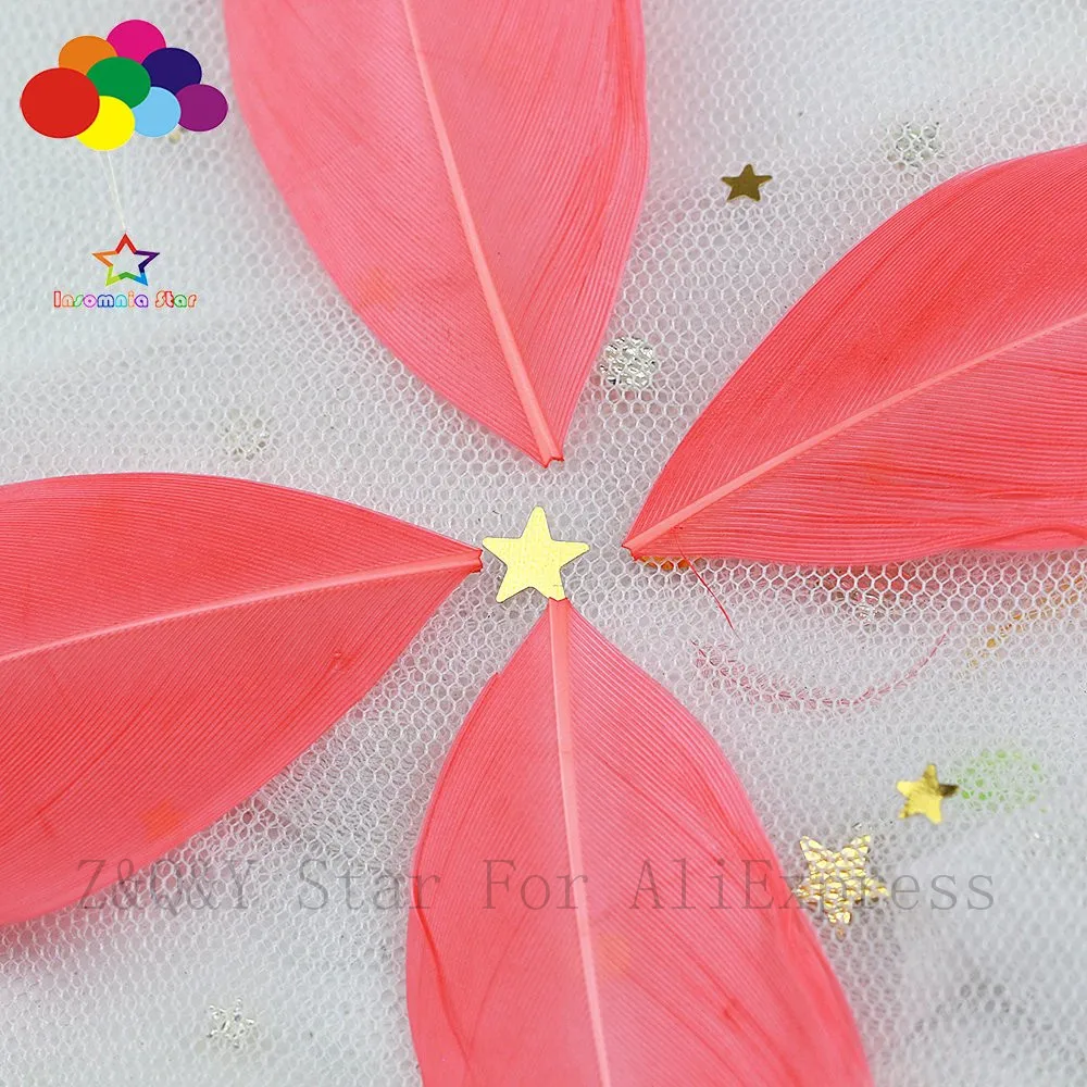 Натуральный 5-9 см гусиное перо твердая плавающая голова окрашенные арбуз красный 100 шт. DIY ремесло ювелирные изделия шар пузыря декоративное перо