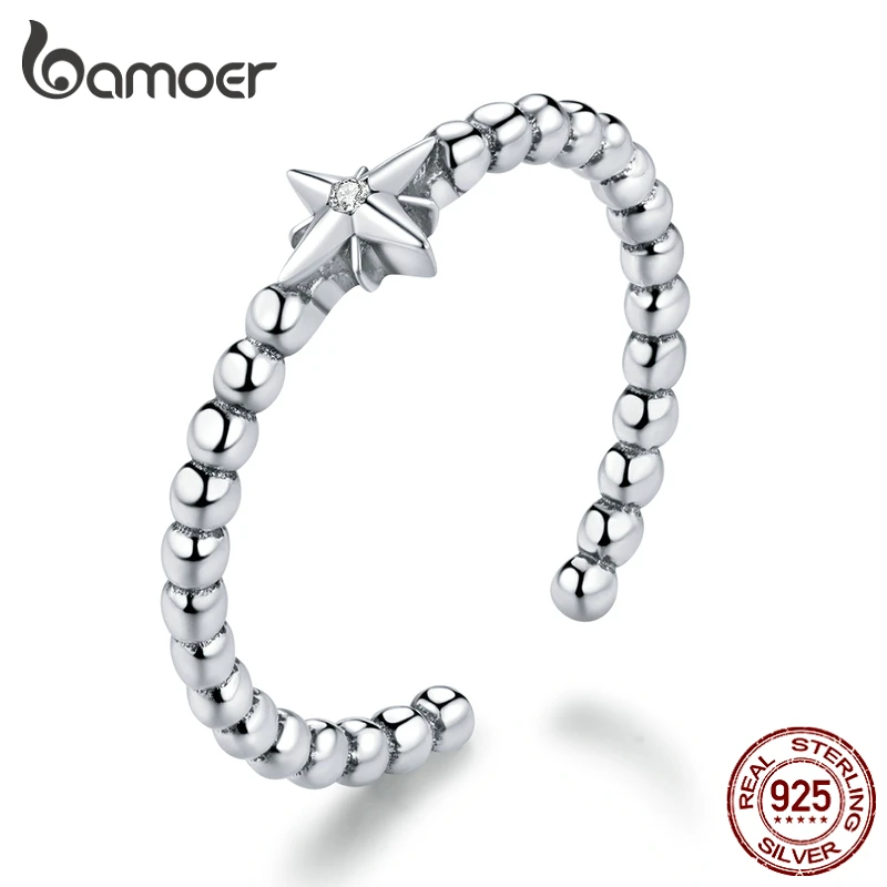 Bamoer 925 пробы серебро стекируемые кольца для Для женщин Регулируемый Открытое