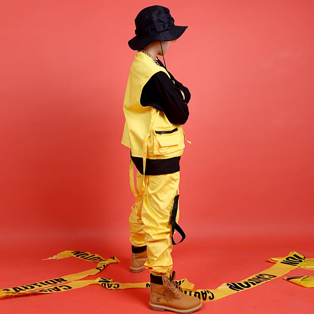 Children'S Jazz Dance Costumes Boys Street Dance Set Hip Hop Clothing For Girls Hiphop Pocket Set Ballroom Stage Outfits DQS306
