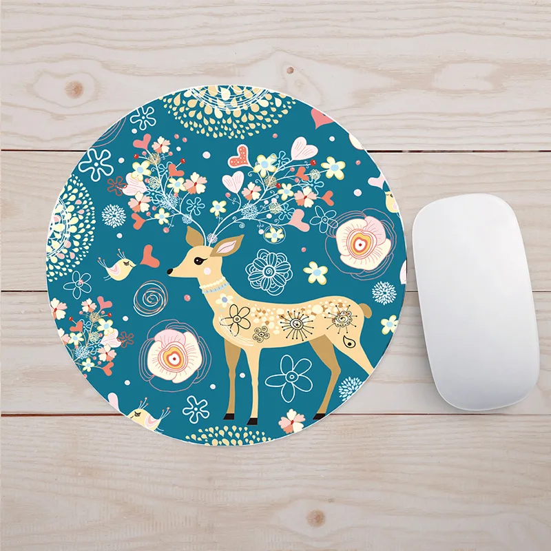 

Round Cute Cartoon Mouse Pad Wholesale Game Desk Pad Custom Friendly Cat Pig Dog Rabit Pattern